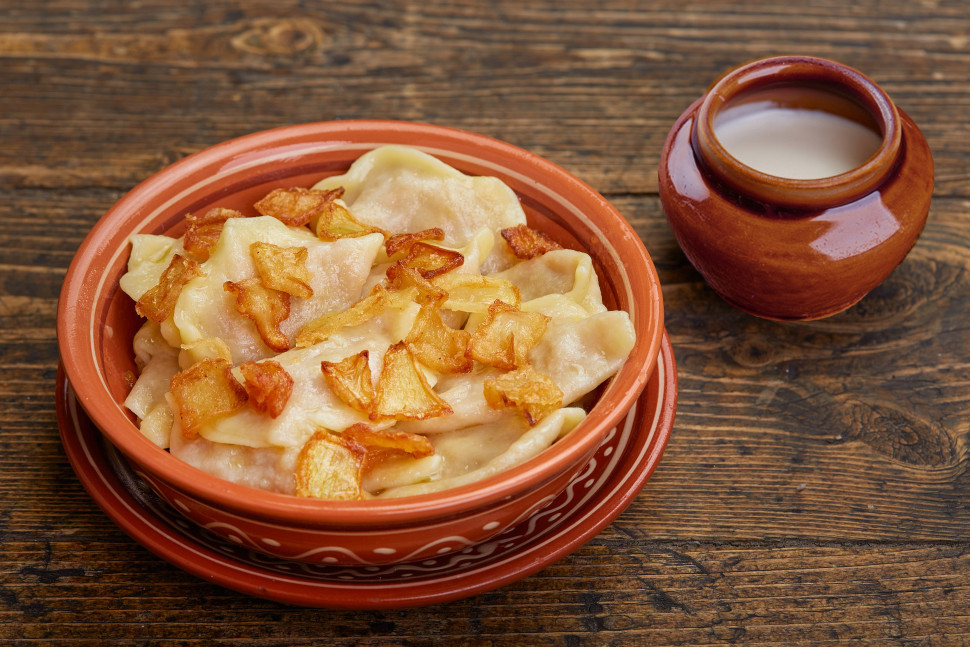 Фирменные вареники с мясом (2 порции)