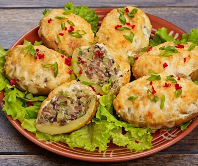Картофель запеченный с грибами