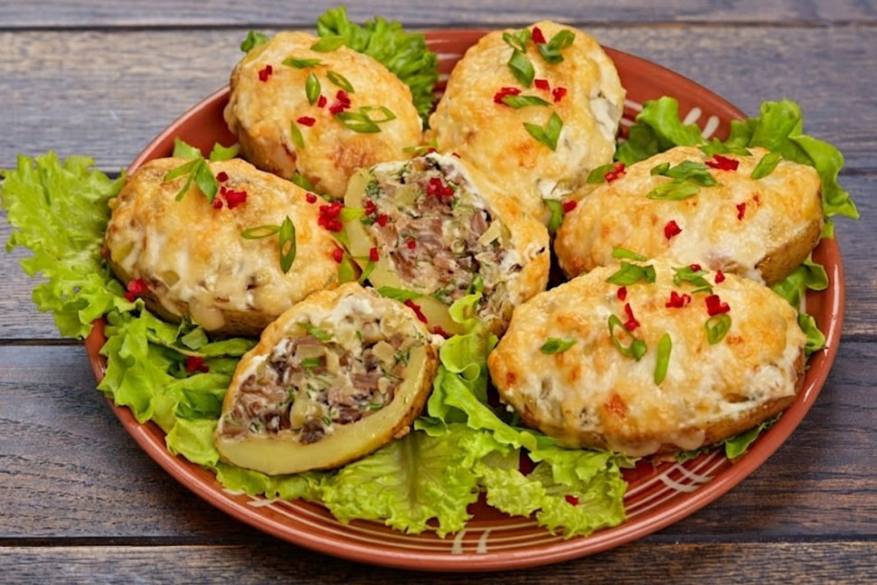 Картофель запеченный с грибами